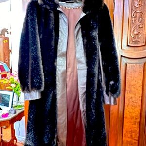 Vintage leather and faux fur coat